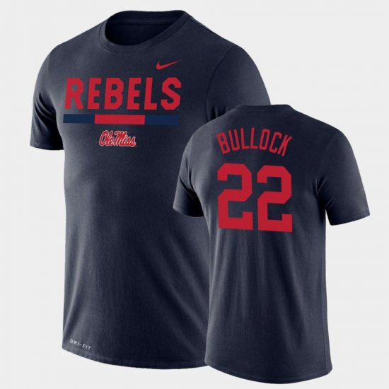 #22 Kentrel Bullock Team DNA Ole Miss Rebels Legend Performance Men\'s Navy T-Shirt 659165-222