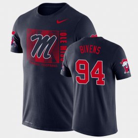 #94 Quentin Bivens Team Issue Ole Miss Performance Mens Navy T-Shirt 169379-846