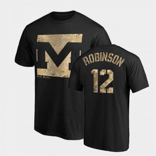 #12 Shon Robinson OHT Eagle University of Mississippi Men Black Camo T-Shirt 493193-243